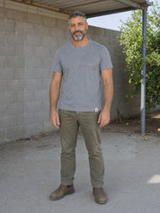 LUKACHARI dark grey thick collar bamboo t-shirt on model