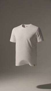 LUKACHARI product film, crew neck bamboo t-shirt in white