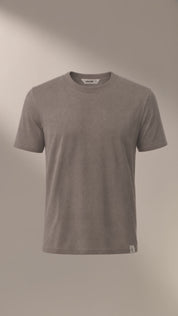 LUKACHARI product film, crew neck bamboo t-shirt in brown