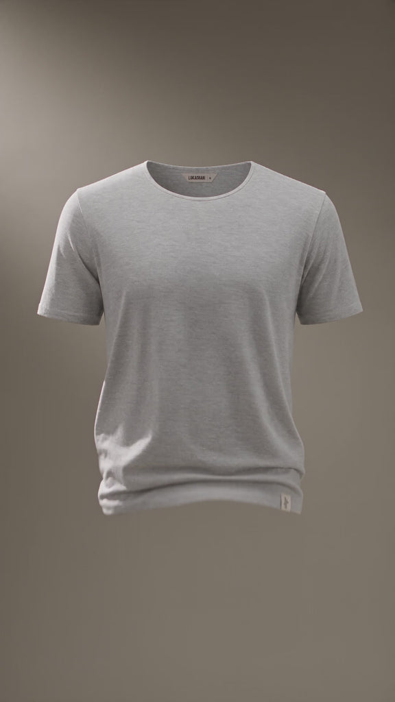 LUKACHARI thin collar light grey bamboo T-shirt product film