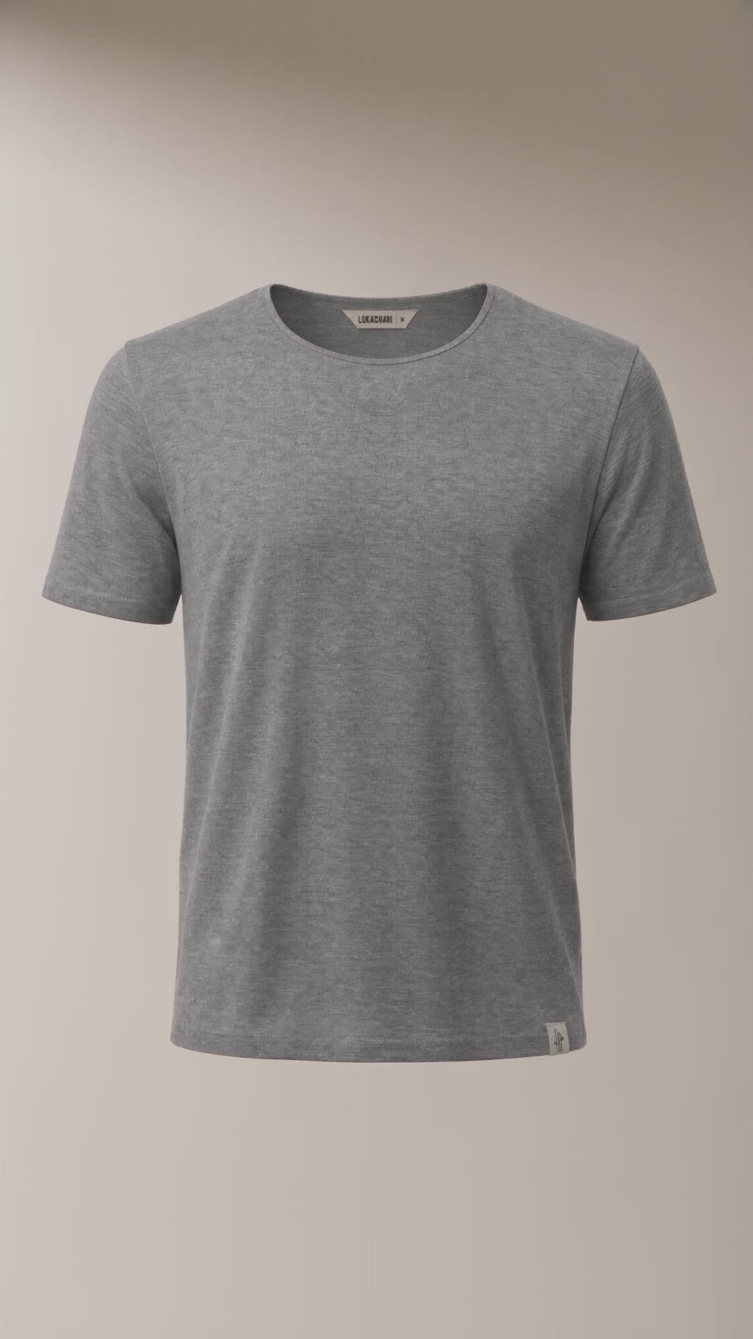 LUKACHARI thin collar dark grey bamboo T-shirt product film