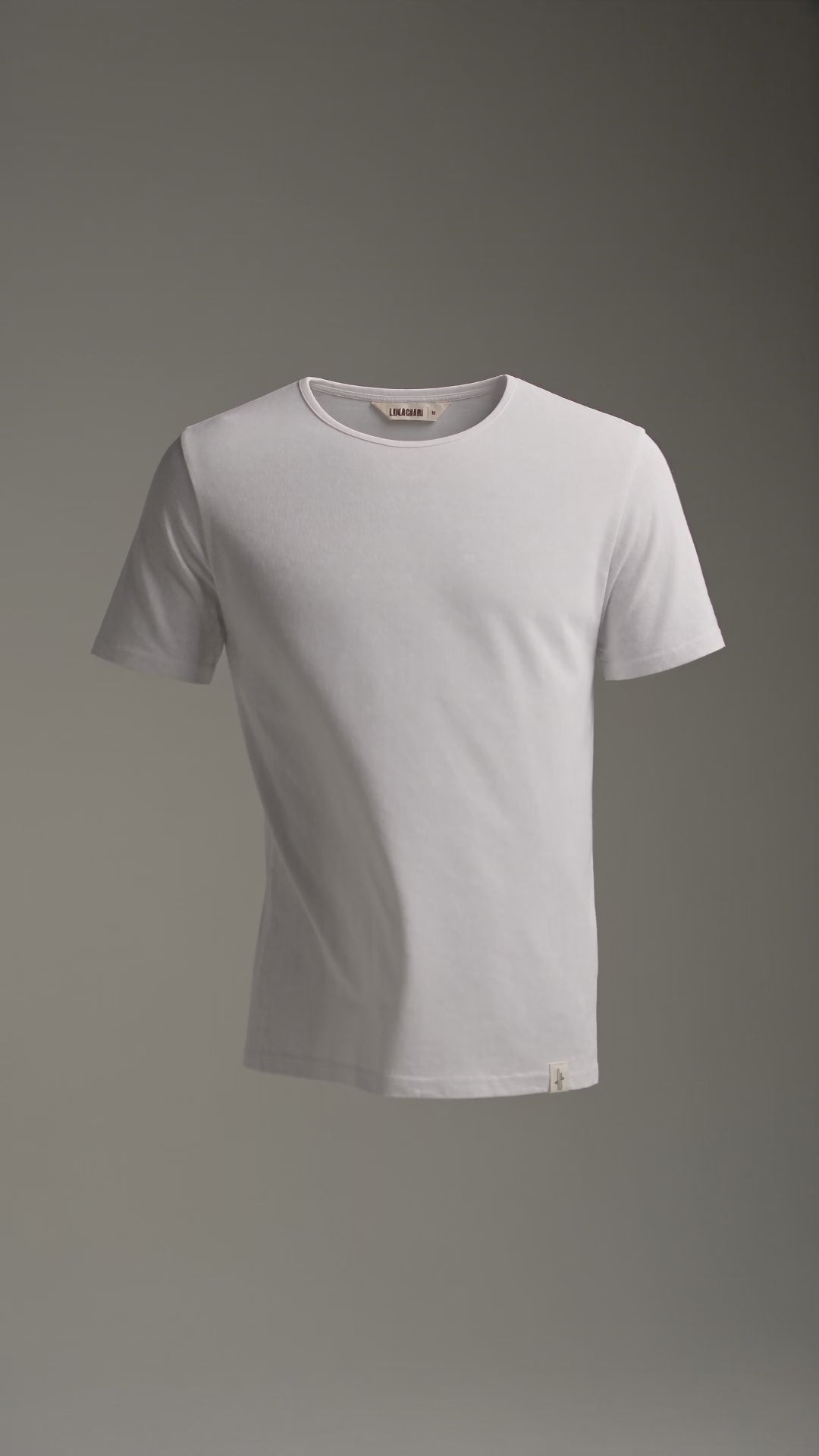 LUKACHARI thin collar white bamboo T-shirt product film