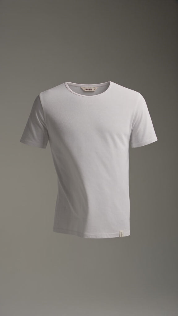 LUKACHARI thin collar white bamboo T-shirt product film