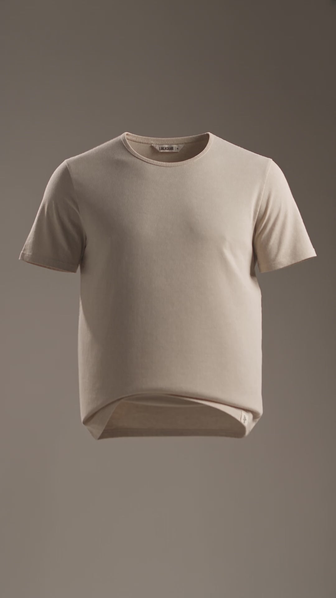 LUKACHARI product film, bamboo t-shirt in beige
