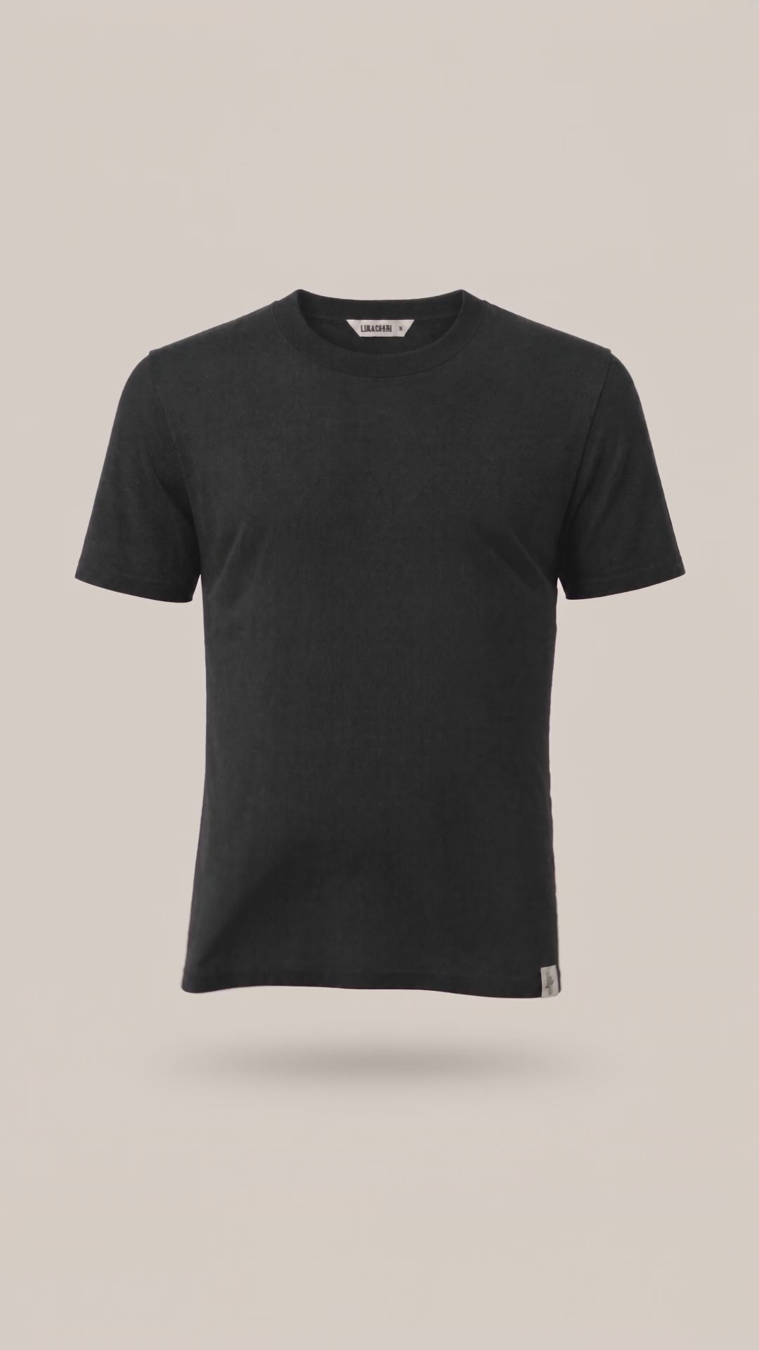 LUKACHARI thick collar black bamboo T-shirt product film