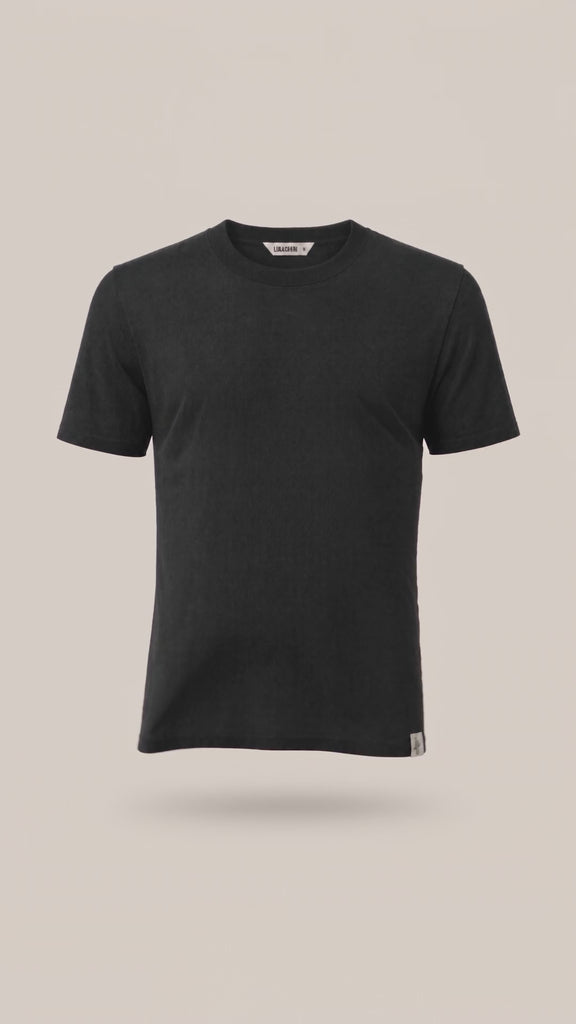 LUKACHARI thick collar black bamboo T-shirt product film