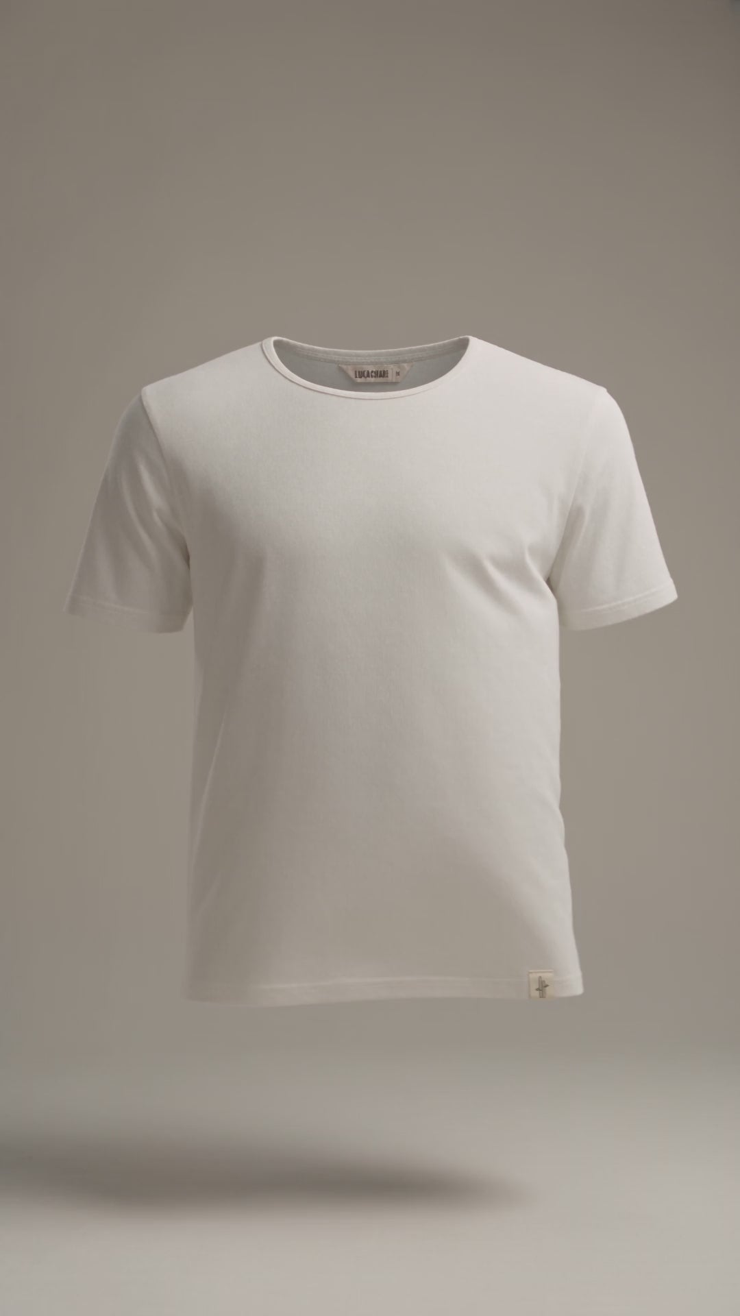 LUKACHARI product film, bamboo t-shirt in off-white